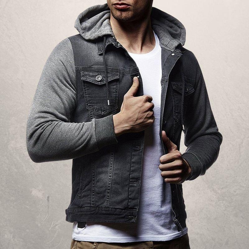 Sebastian – Slim Fit Jeansjakke med Strikkede Detaljer og Knappelukning Foran