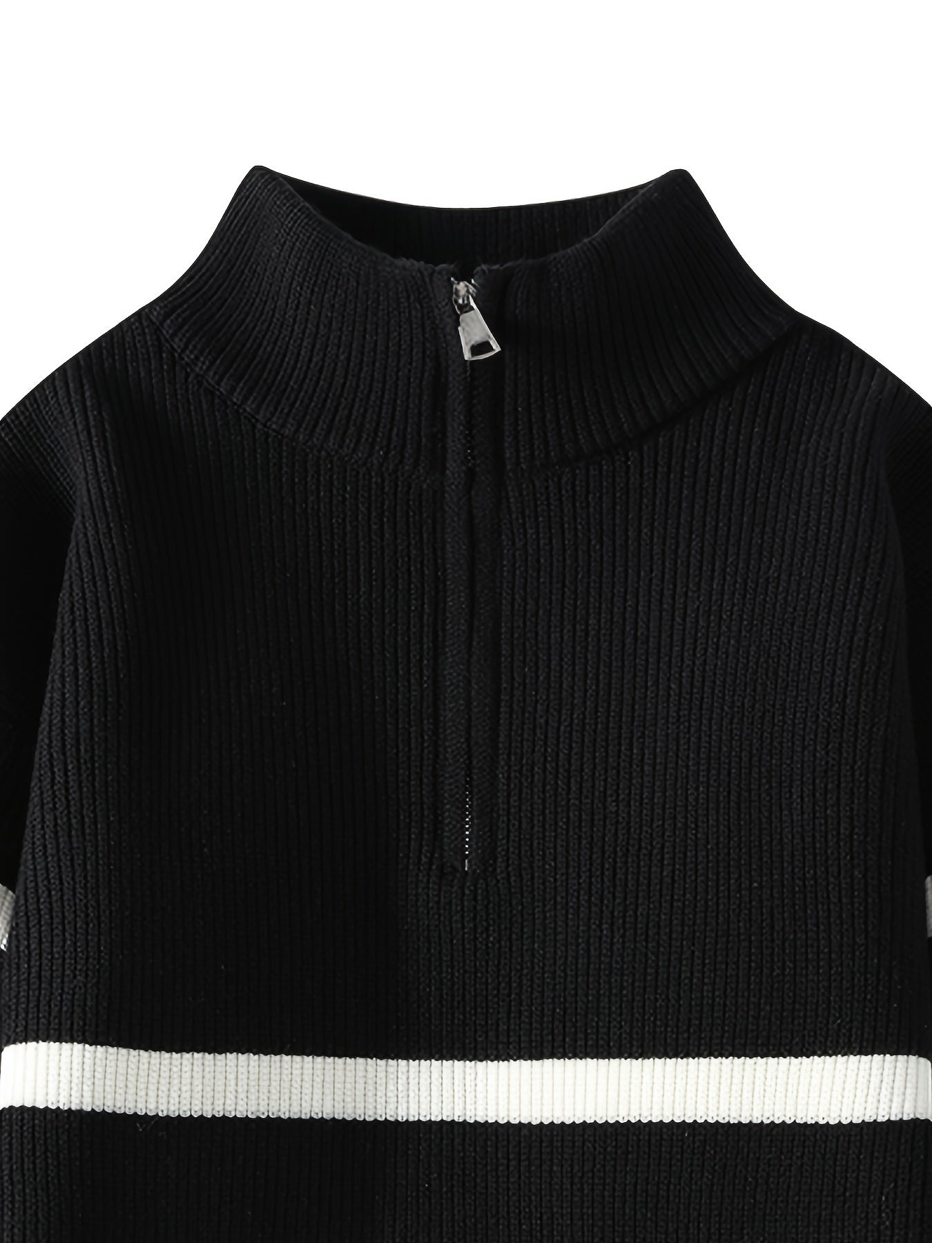 Talon Men's Striped Knitted Sweater – Quarter-Zip Pullover for Fall/Winter