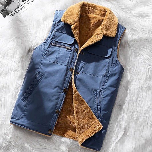 Men's Vest – Utility Style with Structured Fit, Sherpa Lining and Multiple Pockets