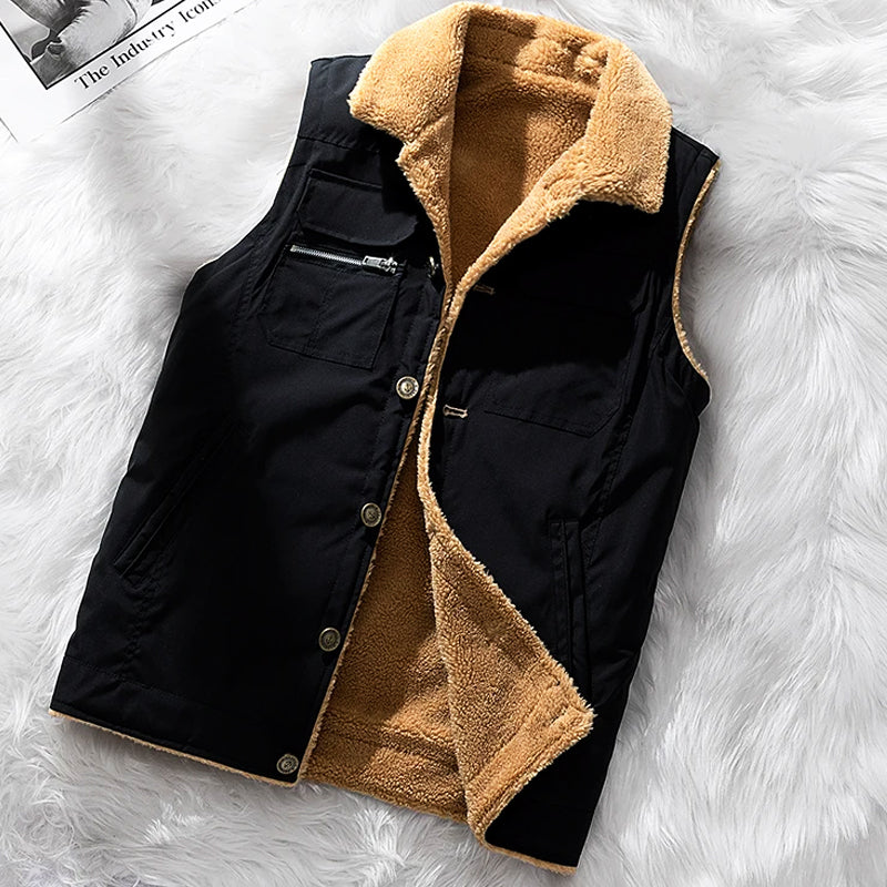 Men's Vest – Utility Style with Structured Fit, Sherpa Lining and Multiple Pockets