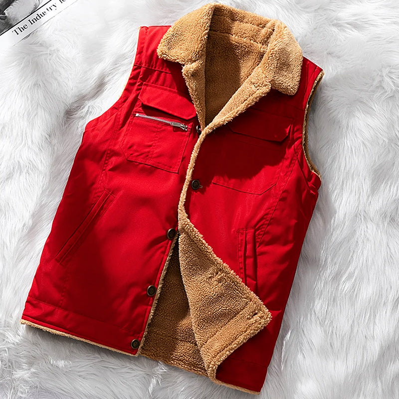 Men's Vest – Utility Style with Structured Fit, Sherpa Lining and Multiple Pockets