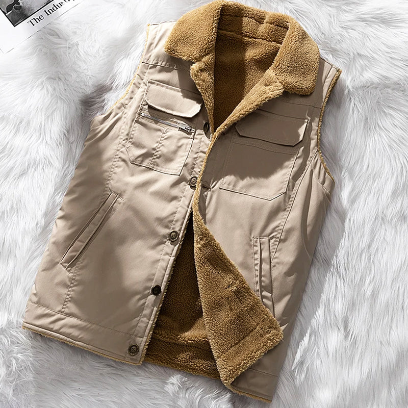Men's Vest – Utility Style with Structured Fit, Sherpa Lining and Multiple Pockets