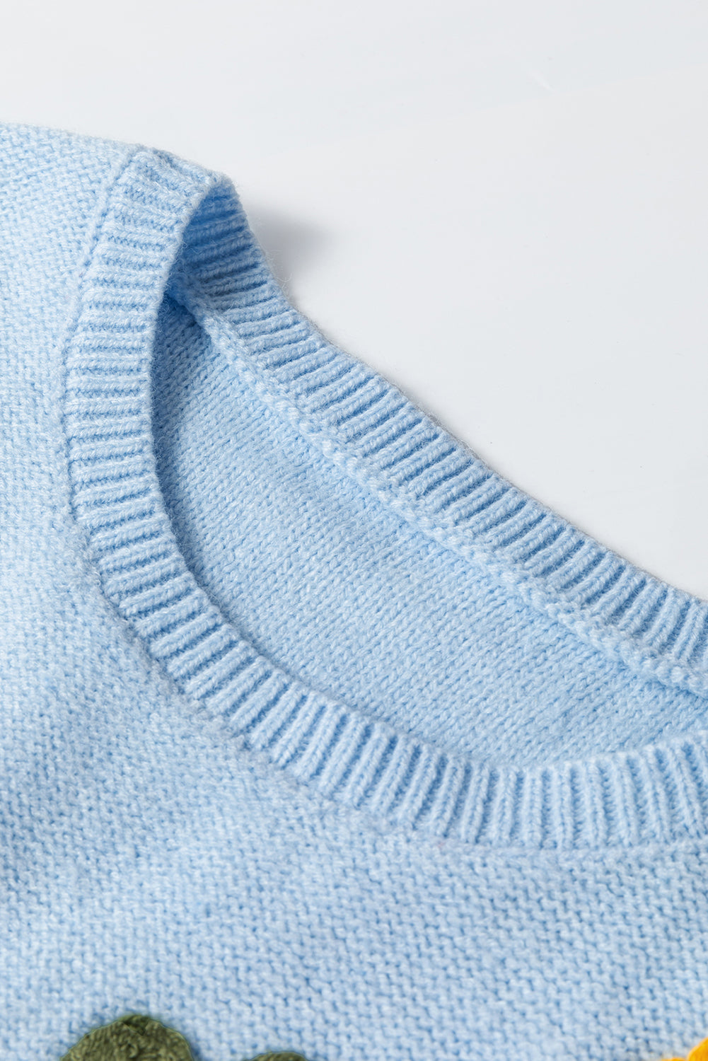 Veralyn strikket sweater med ribbede kanter og blomstermønster – Dame sweater