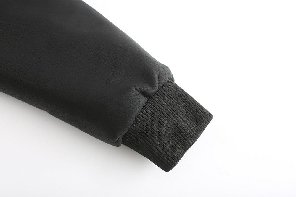 Stylish men's jacket in leather look – Hood with drawstring and ribbed cuff