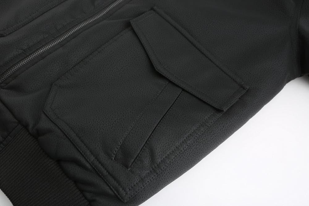 Stylish men's jacket in leather look – Hood with drawstring and ribbed cuff