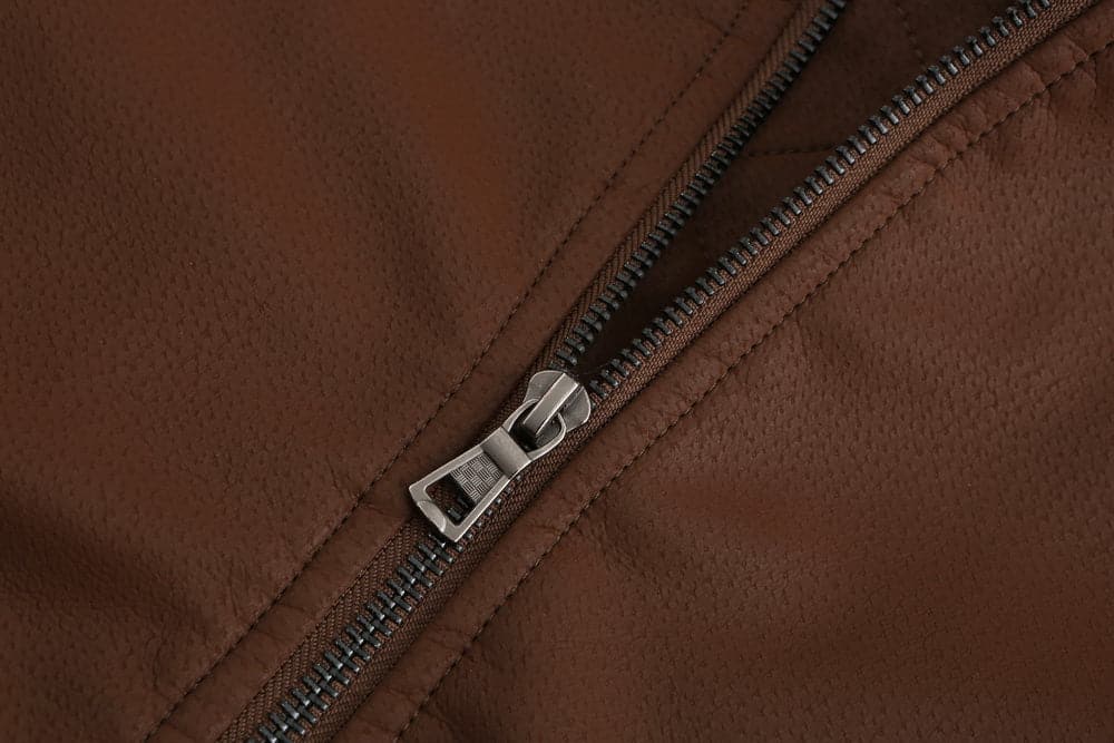 Stylish men's jacket in leather look – Hood with drawstring and ribbed cuff