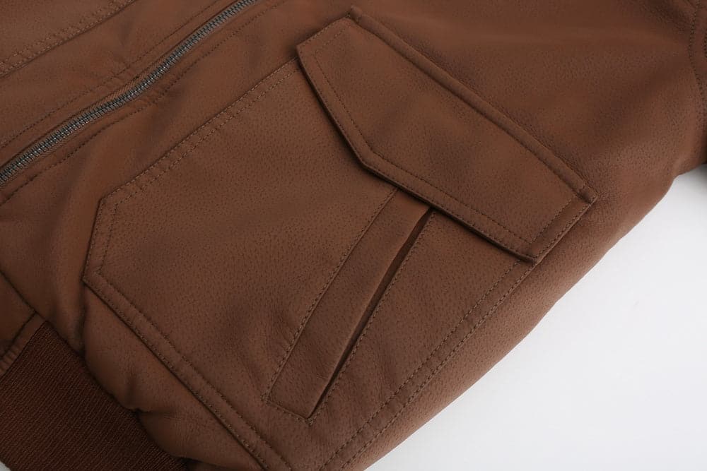 Stylish men's jacket in leather look – Hood with drawstring and ribbed cuff
