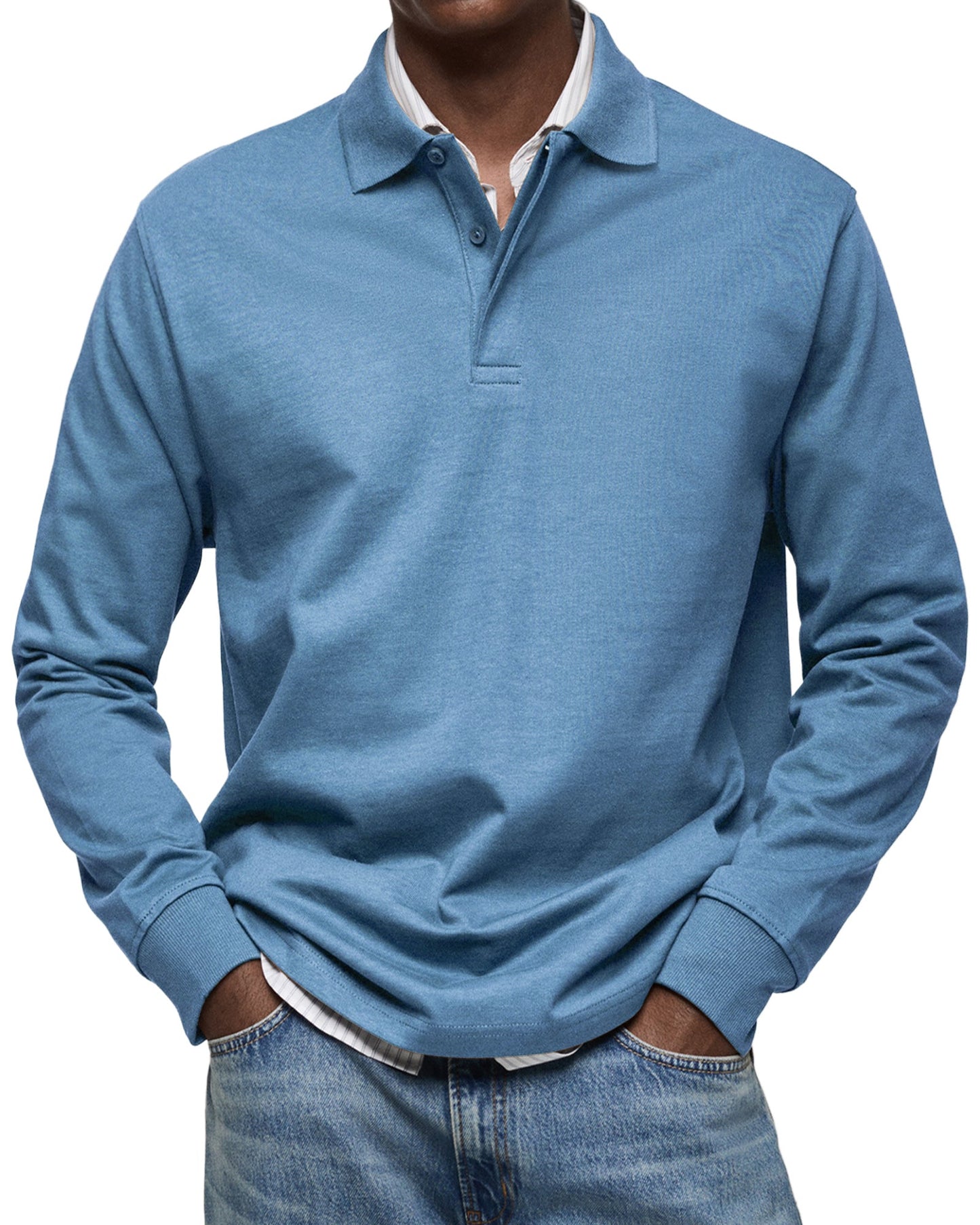 Emil | Long-sleeved polo shirt with buttoned collar