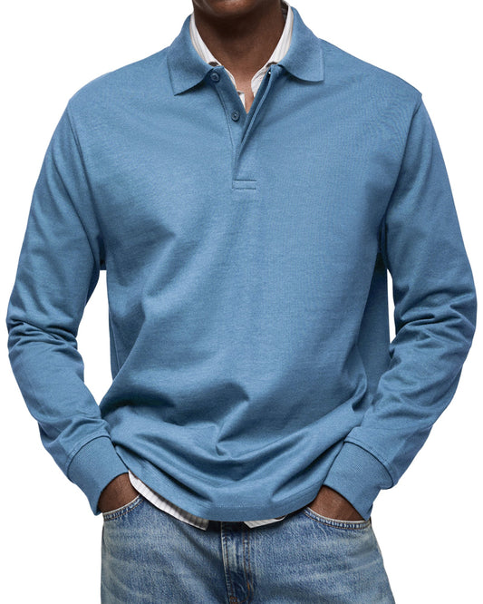 Emil | Long-sleeved polo shirt with buttoned collar