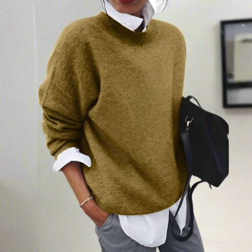 Astrina – Chunky knit oversized sweater with high neck and cozy knitted texture