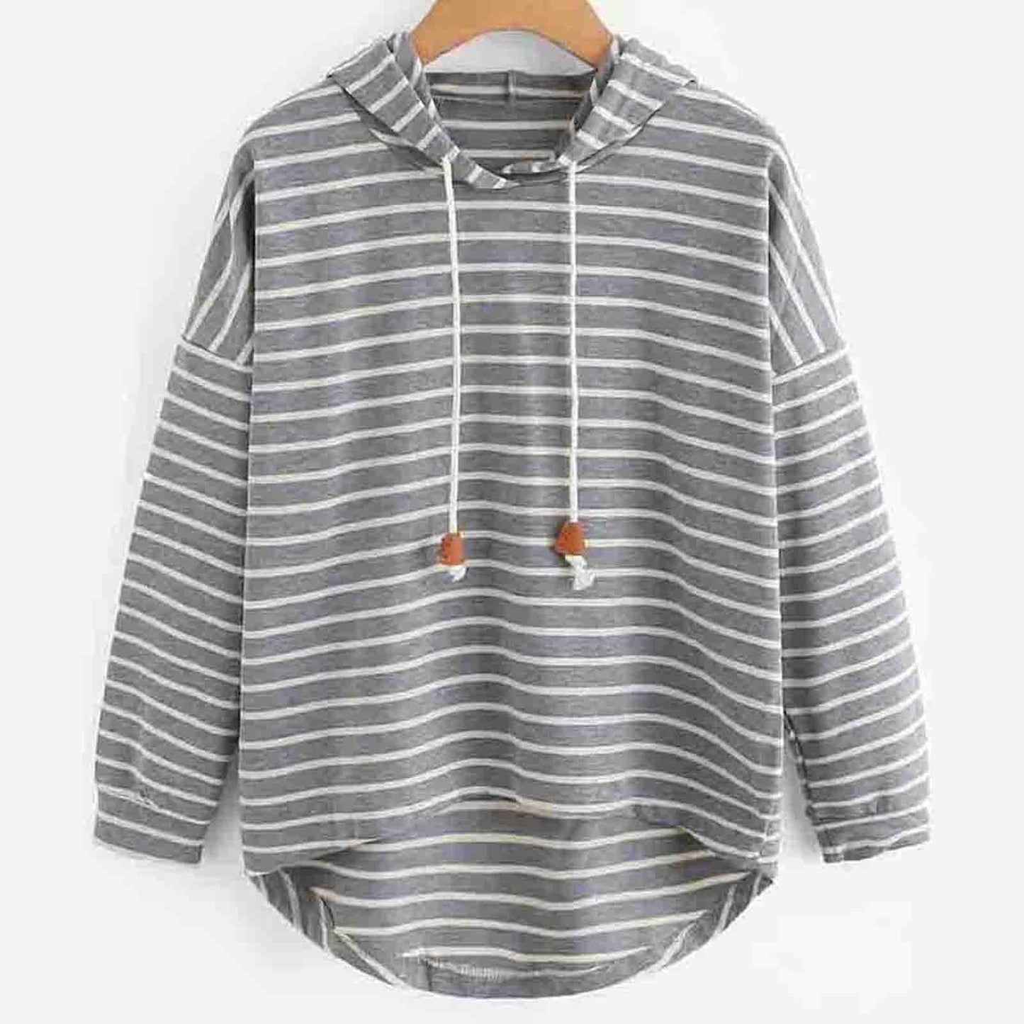 Wilmira Striped Cotton Hoodie – Trendy & Comfortable Women's Sweater