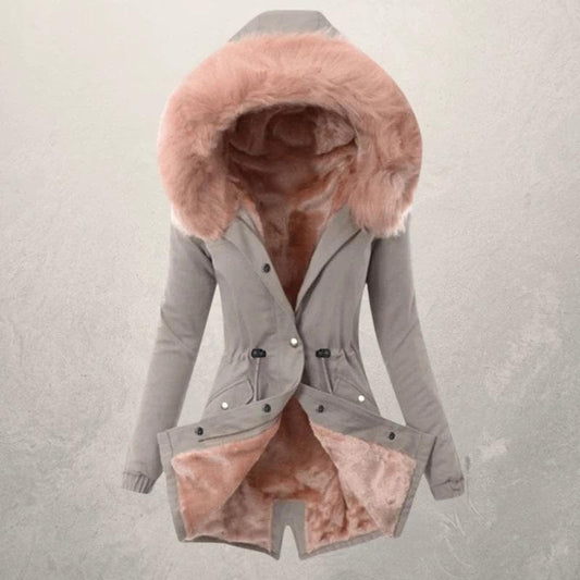 Women's Parka Jacket Mid-length – Faux Fur Lining and Hood for Winter