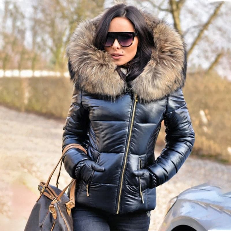 Women's Padded Parka – Fitted with Quilted Design and Faux Fur Hood