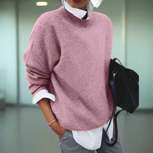 Astrina – Chunky knit oversized sweater with high neck and cozy knitted texture