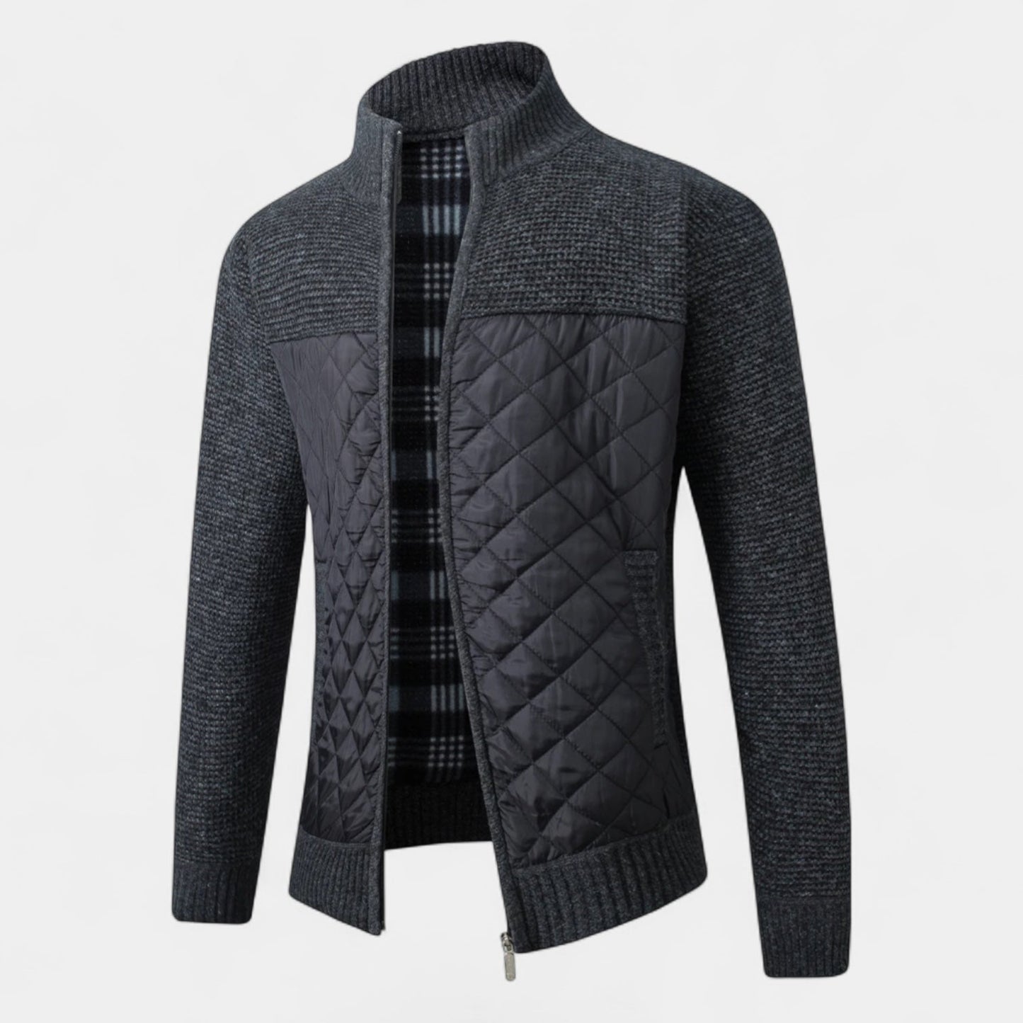 Aurel Quilted Men's Jacket – Knitted Cardigan Look