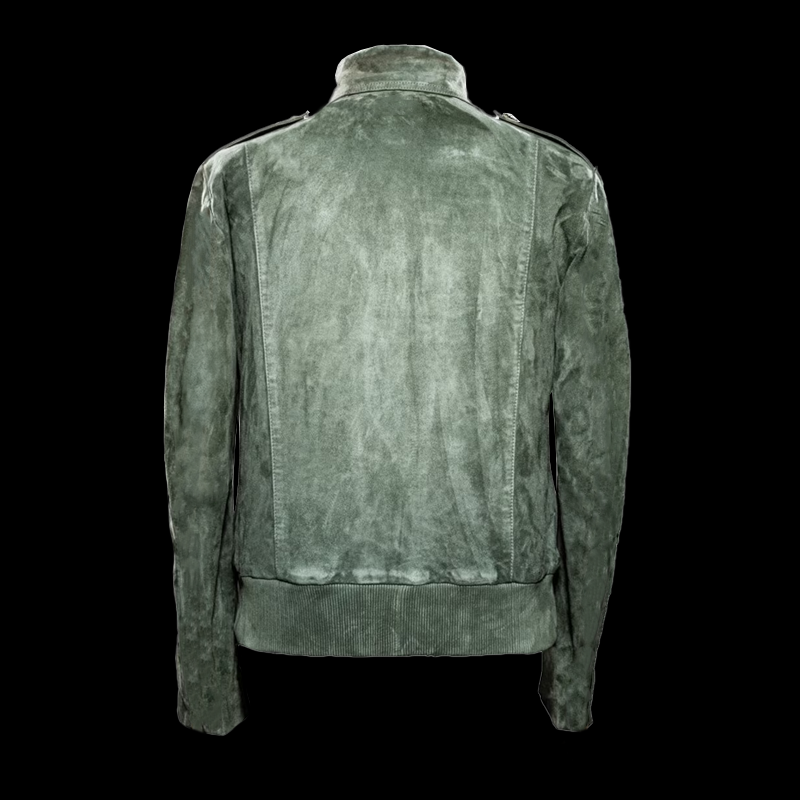 Men's Jacket in Genuine Suede – Slim Fit with Zipper and Chest Pockets