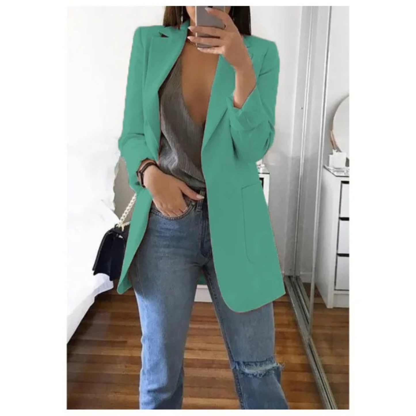 INES | Long Blazer in Sophisticated Khaki