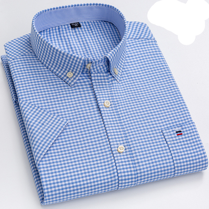 LEO | Short-sleeved Men's Shirt in Classic Checked Cotton Fabric