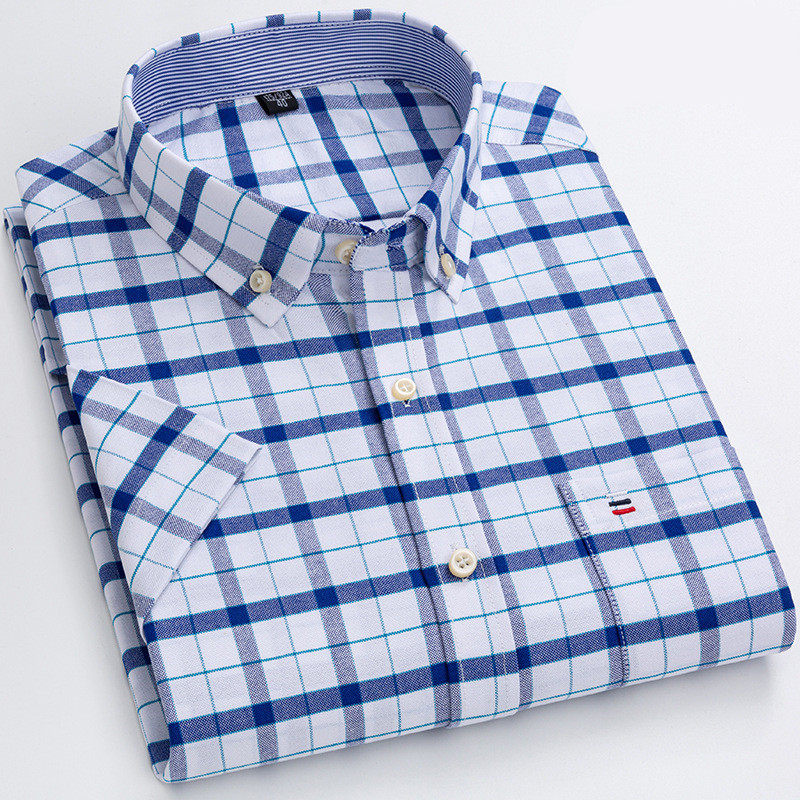 LEO | Short-sleeved Men's Shirt in Classic Checked Cotton Fabric