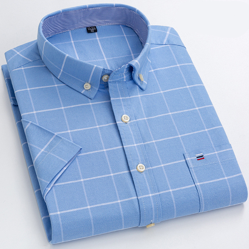 LEO | Short-sleeved Men's Shirt in Classic Checked Cotton Fabric