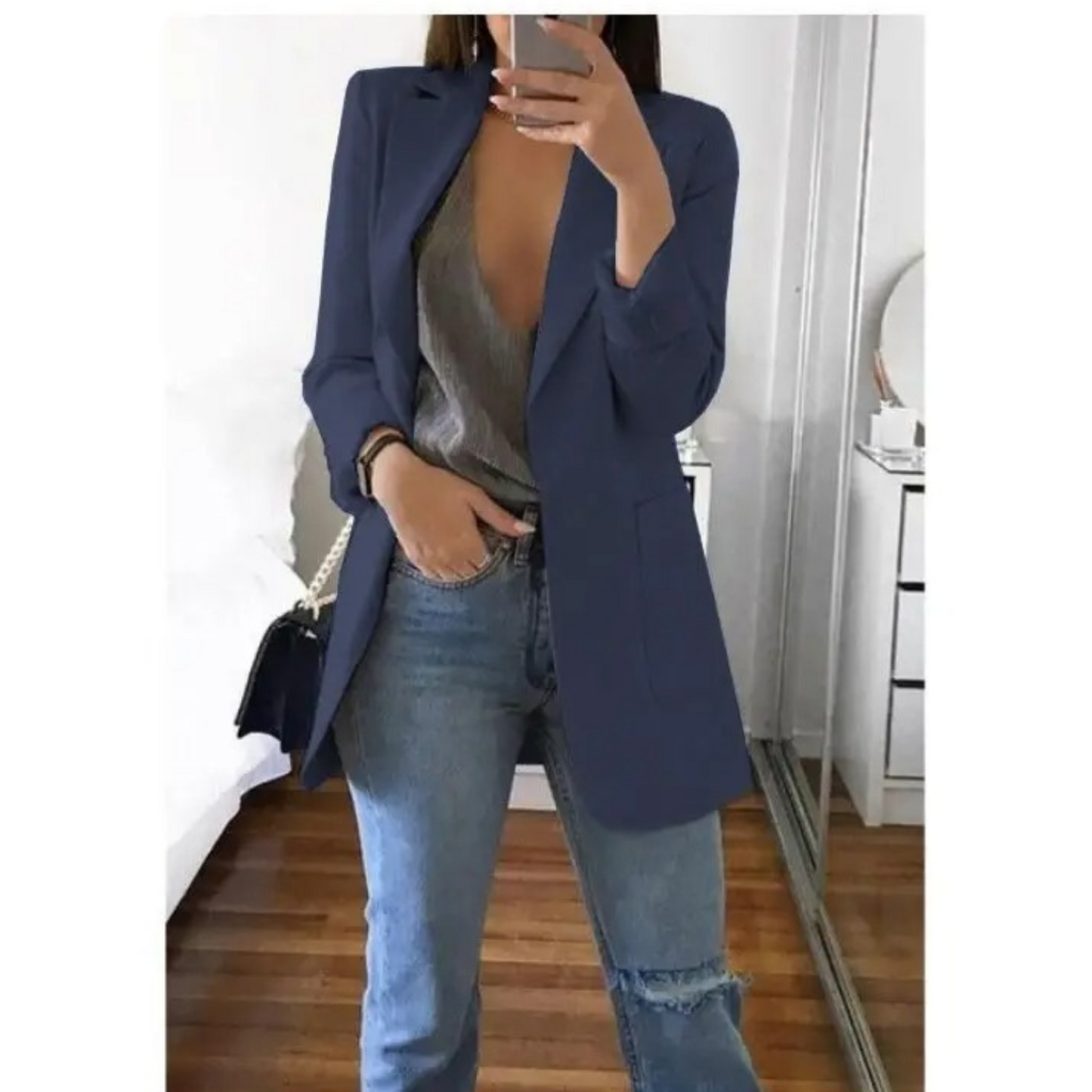 INES | Long Blazer in Sophisticated Khaki