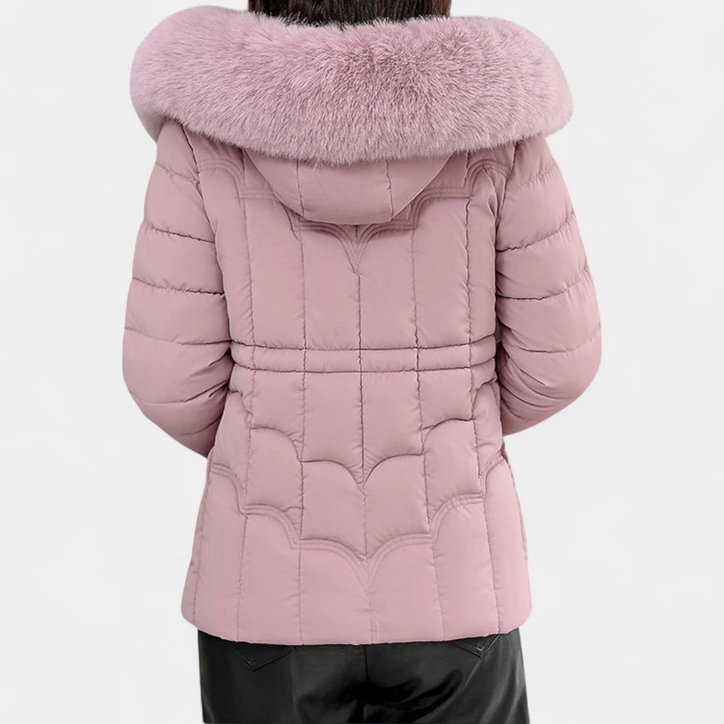 Elodie | Elegant Parkas med Fuskpäls och Justerbar Midja