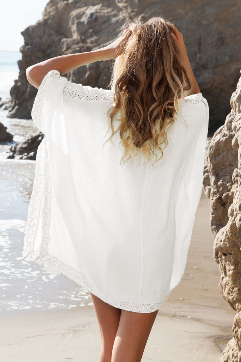 Vera | Elegant V-Neck Crochet Trim Tunic Dress