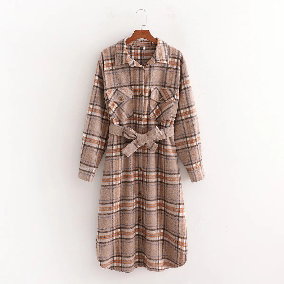 Avielle Long Checked Coat – Stylish Oversized Fit for Autumn