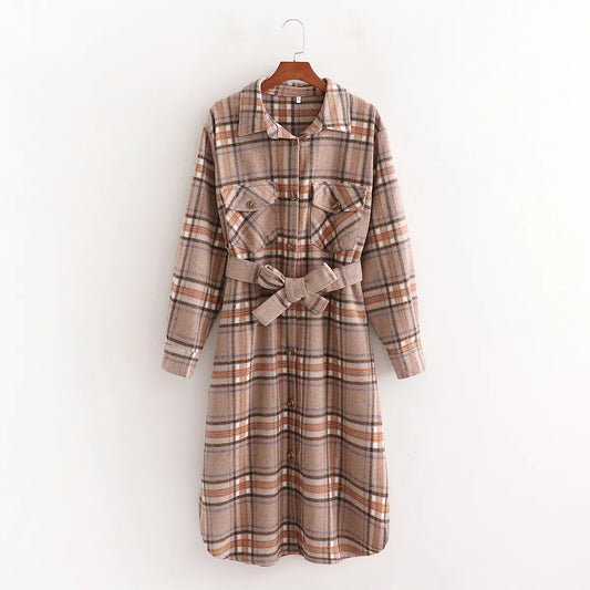 Avielle Long Checked Coat – Stylish Oversized Fit for Autumn