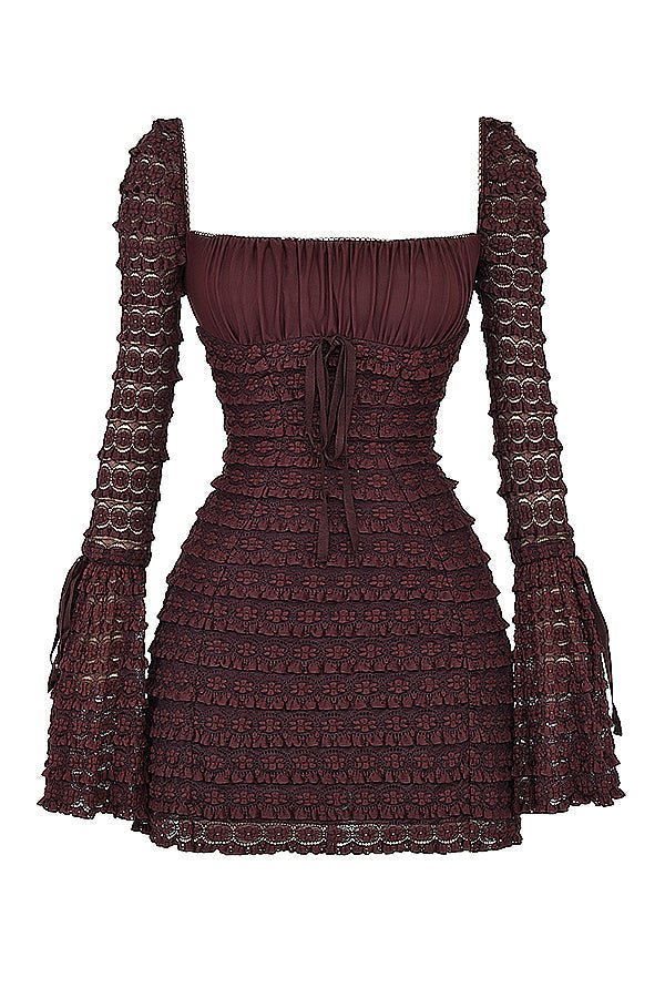 Avéna | Long-sleeved Mini Dress with Ruffle Details