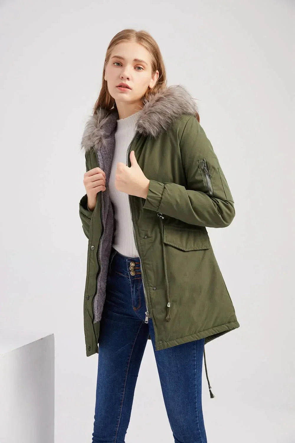 Dam Parkas Jacket Windproof & Water-Repellent – Adjustable Fit with Detachable Faux Fur Hood