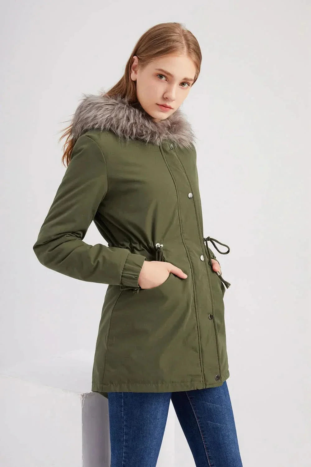 Dam Parkas Jacket Windproof & Water-Repellent – Adjustable Fit with Detachable Faux Fur Hood