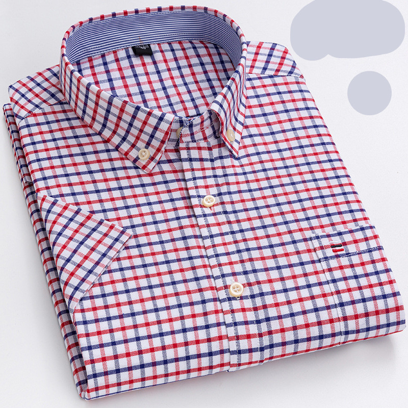 LEO | Short-sleeved Men's Shirt in Classic Checked Cotton Fabric