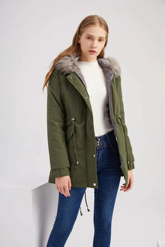 Dam Parkas Jacket Windproof & Water-Repellent – Adjustable Fit with Detachable Faux Fur Hood