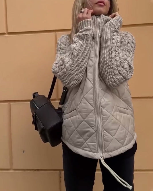 Avoria Veste Unicolore avec Fermeture Éclair et Col Haut – Vêtement Extérieur Élégant pour Femme