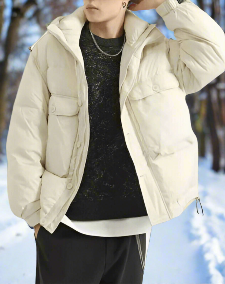 Quilted Puffer Jacket Men – Padded Design with Button & Zipper