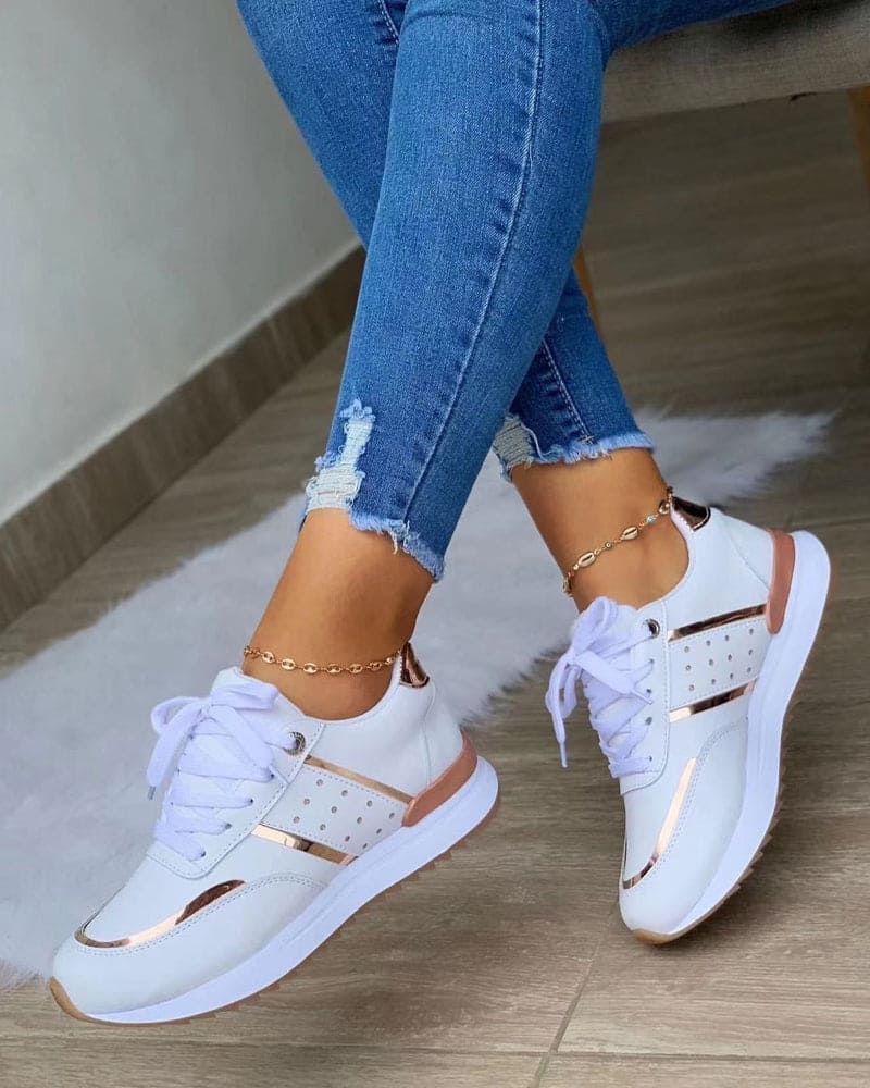 Valeria | Sporty Low Sneakers with Metallic Details