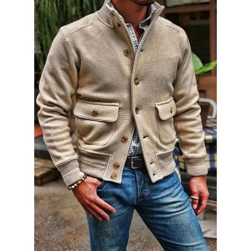 Men's jacket with tailored fit and stand-up collar – Stylish design for everyday use