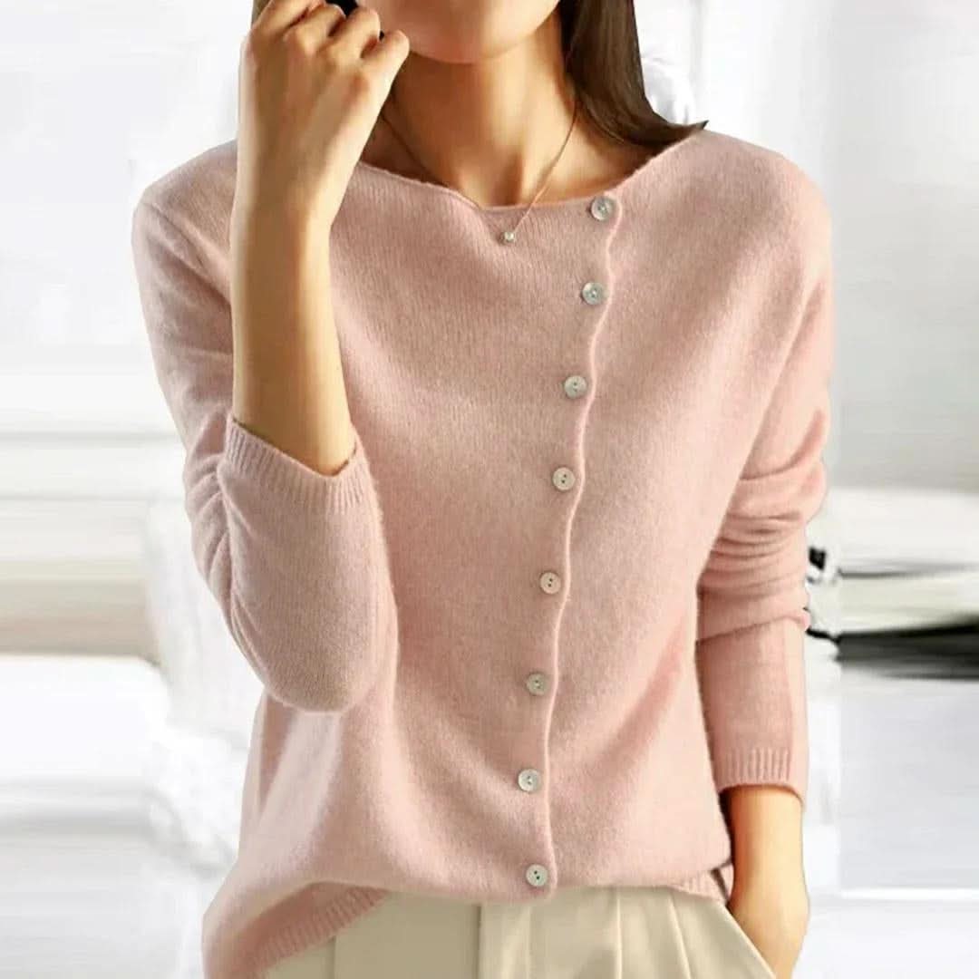 Freyelle - Slim Fit women's sweater with wide buttoned collar
