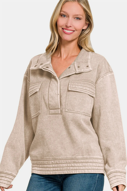 Étoile langærmet sweatshirt med polokrave – Stilfuldt lag-på-lag-stykke