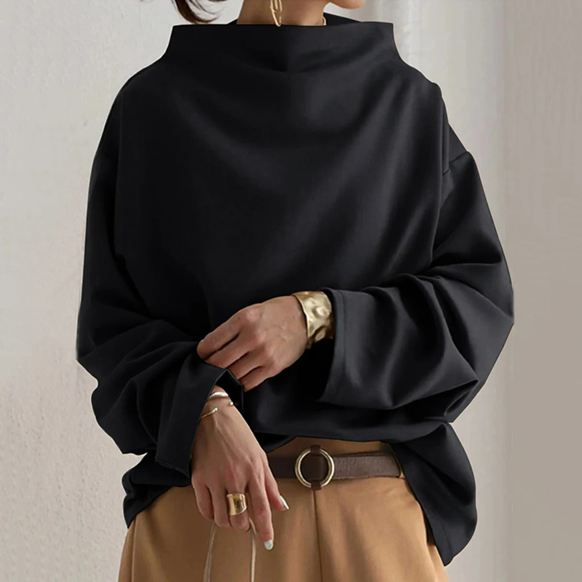 Lumivie Stilfuld langærmet sweater til kvinder – Alsidig strikket sweater