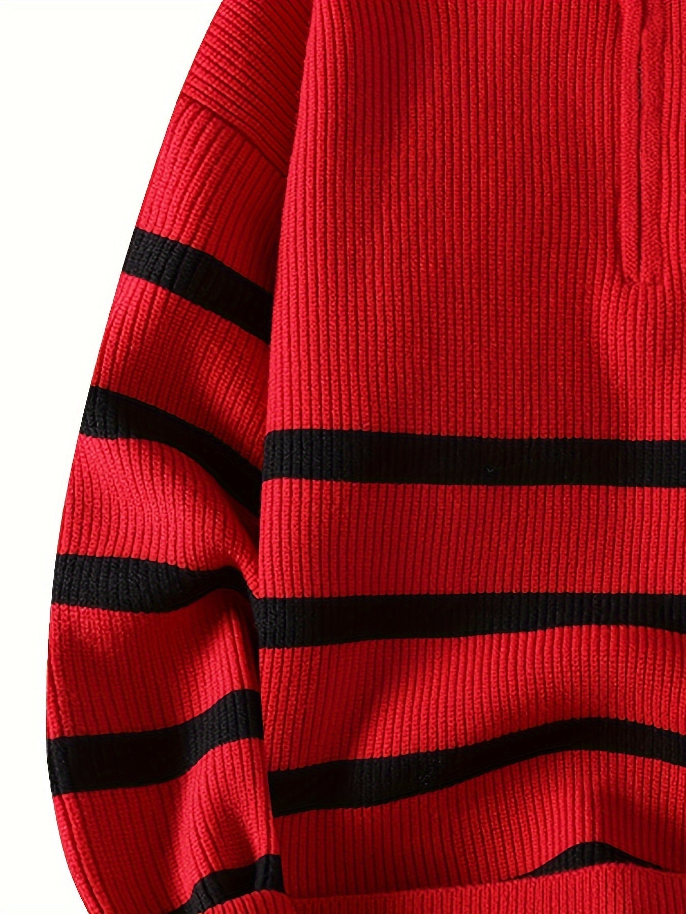 Talon Men's Striped Knitted Sweater – Quarter-Zip Pullover for Fall/Winter