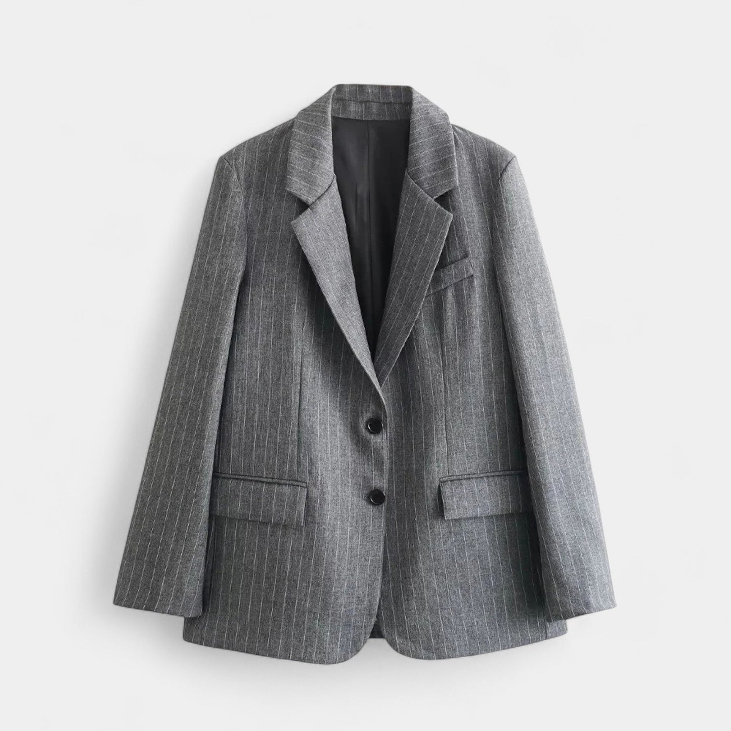 Solvea | Dam Pinstriped Blazer – Single-Breasted Design with Notch Lapel