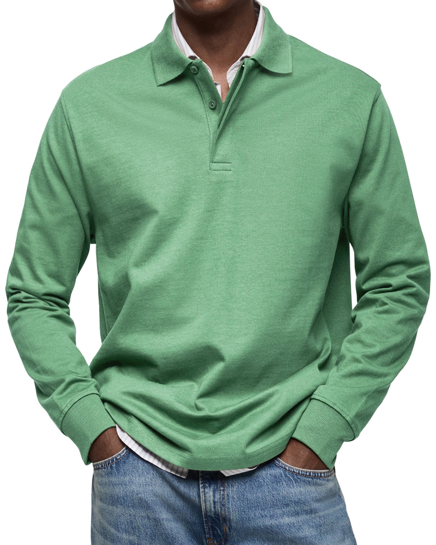 Emil | Long-sleeved polo shirt with buttoned collar