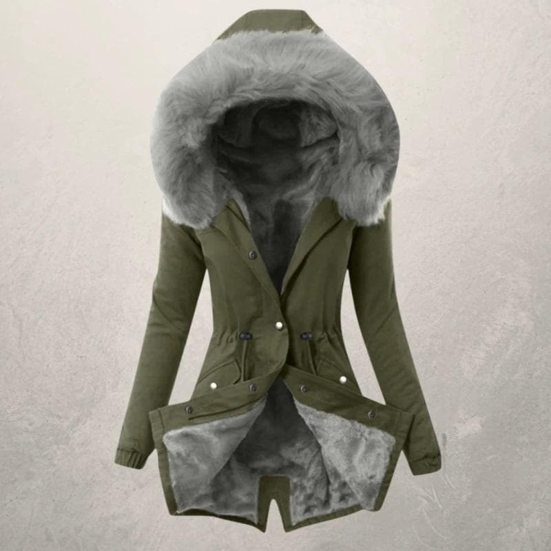Women's Parka Jacket Mid-length – Faux Fur Lining and Hood for Winter