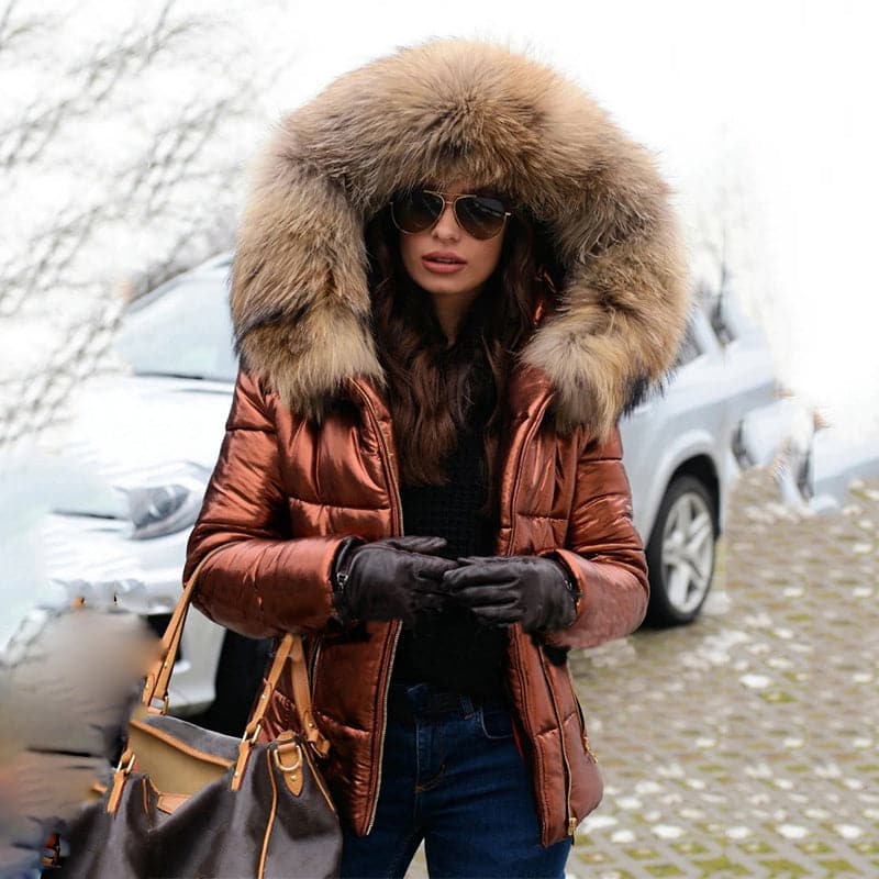 Women's Padded Parka – Fitted with Quilted Design and Faux Fur Hood