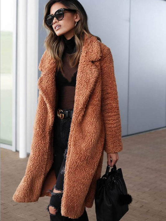 Elowé – Manteau long en fausse fourrure synthétique – Doux velours et élégant manteau d'extérieur