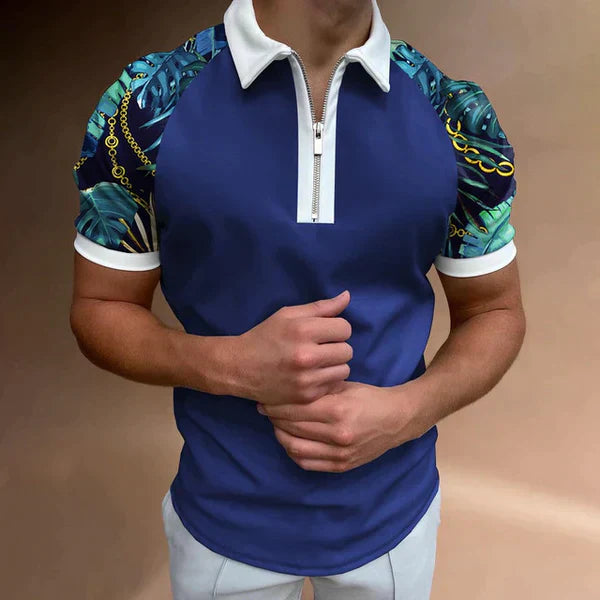 Leandro | Slim Fit Piqué with Short Sleeve & Retro Stripes