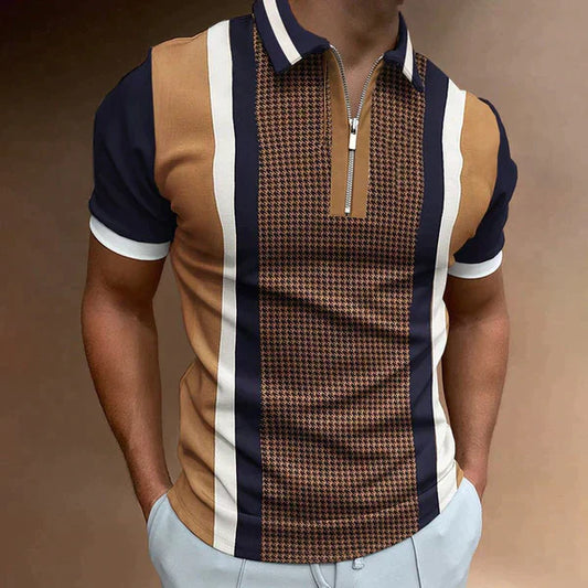 Leandro | Slim Fit Piké med Kort Ärm & Retro Ränder