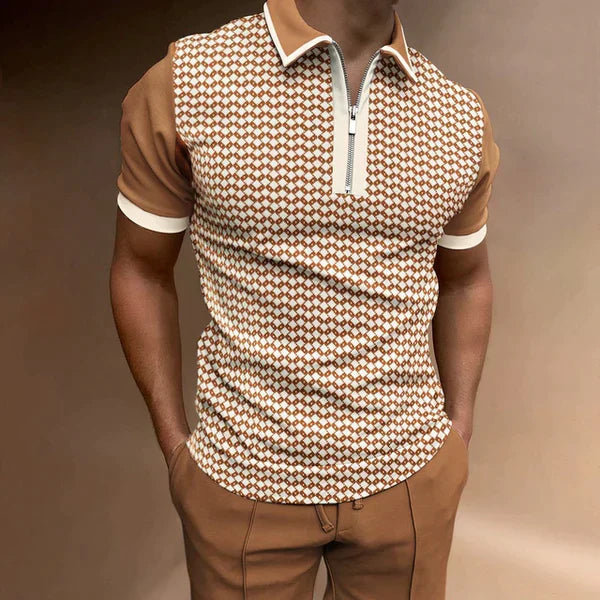 Leandro | Slim Fit Piqué with Short Sleeve & Retro Stripes